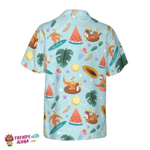 Santa Beach 2 Pattern Hawaiian Shirt, Christmas Shirts Short Sleeve Button Down Shirt For Men And Women