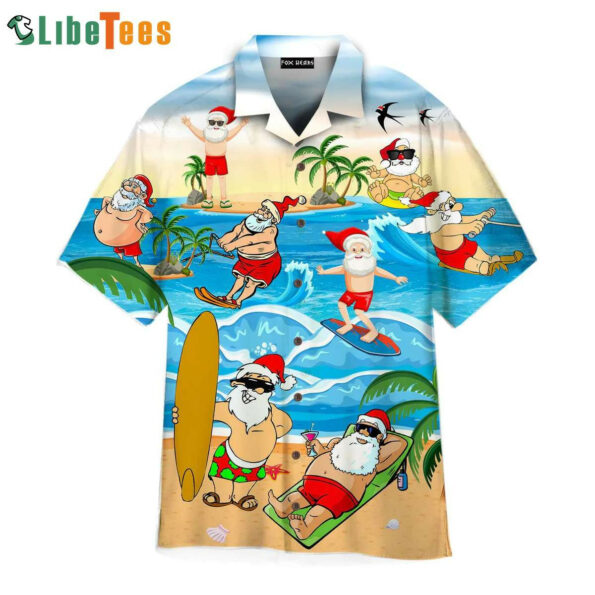 Santa Surf Beach Design Perfect Hawaiian Holiday Shirt
