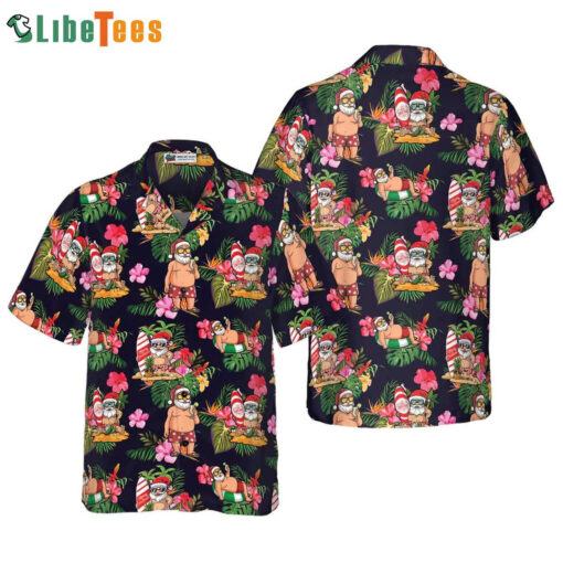 Santa Tropical Flower Christmas, Santa Trendy Hawaiian Shirt Perfect Gifts For Your Loved Ones