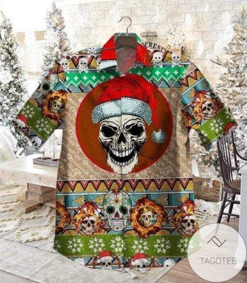 Shop Skull Santa Claws Mandala Christmas Hawaiian Shirts