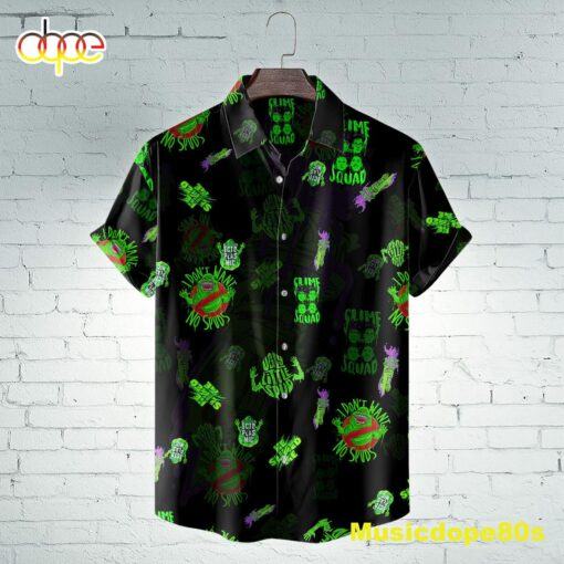 Slimer Squad Ghostbusters Horror Movie Halloween All Over Print 3D Hawaiian Shirt – Black