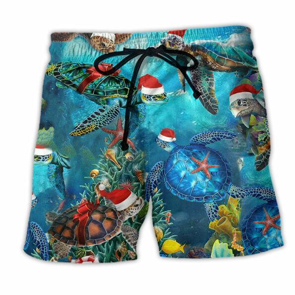 Turtle Love Christmas And Ocean Trendy Aloha Hawaiian Beach Shorts