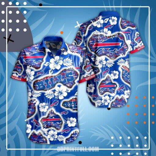 Unleash Your Team Spirit with Buffalo Bills Hawaiian Shirt N33 – Tropical Flower with Cat