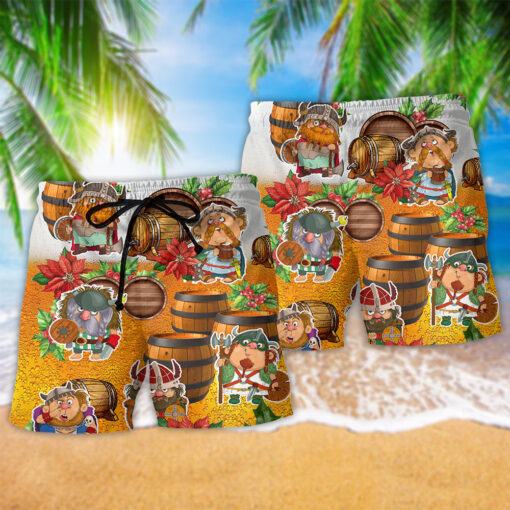 Viking Loves Beer Funny Christmas Style Trendy Aloha Hawaiian Beach Shorts_2