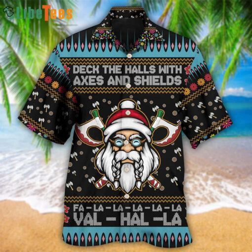 Viking Santa Deck The Halls Christmas Hawaiian Design Shirt