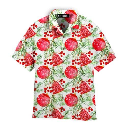 Watercolor Christmas Tree Toys Ball And Bell Pattern Hawaiian Shirt