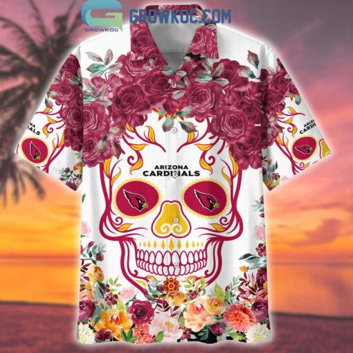 Arizona Cardinals Skull Flower Hawaiian Shirt