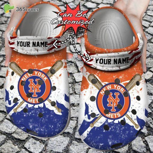 Baseball New York Mets Personalized Watercolor New Clog Shoes