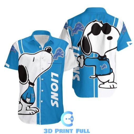 Beach Shirt Detroit Lions Snoopy Lover All Over Print Printed Hawaiian Shirt Combo Beach