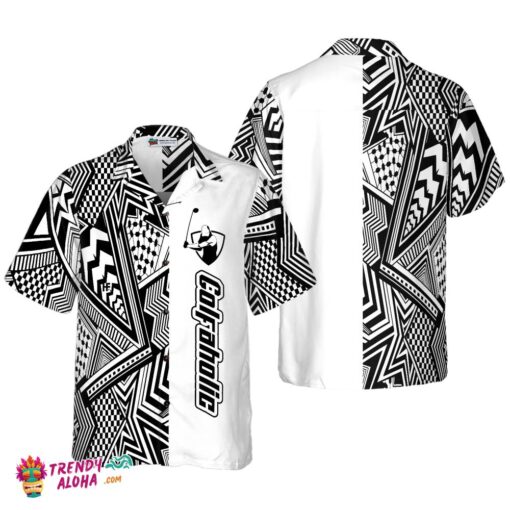 Black And White Modern Pattern Golfaholic Hawaiian Shirt