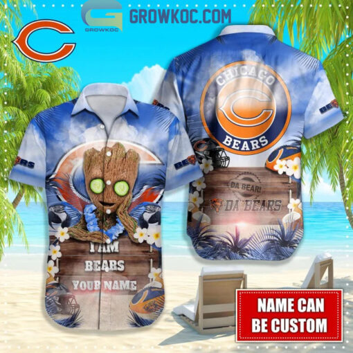 Chicago Bears NFL Hawaiian Groot Design Button Shirt