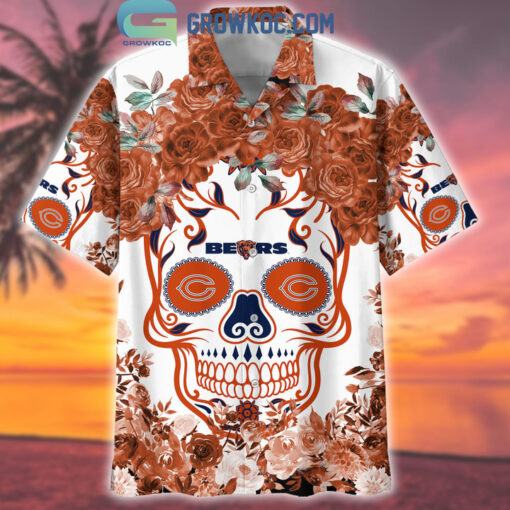 Chicago Bears Skull Flower Hawaiian Shirt