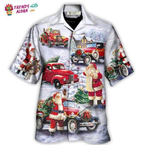 Christmas Santa Claus Funny Red Truck Gift For Xmas Painting Style Hawaiian Shirt – Trendy Aloha