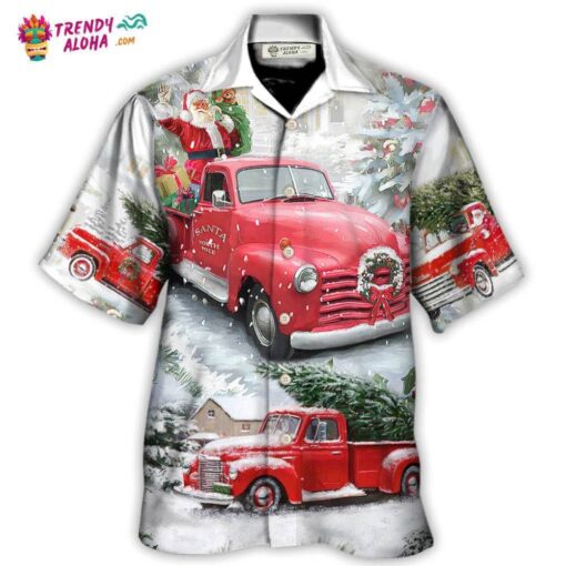 Christmas Santa Claus Red Truck Xmas Is Coming Art Style Hawaiian Shirt – Trendy Aloha