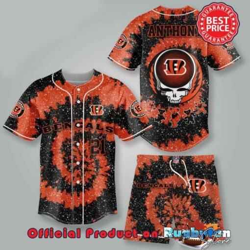 Cincinnati Bengals NFL Grateful Dead 3D Personalized Premium Baseball Jersey