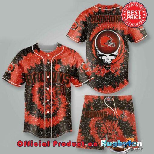 Cleveland Browns NFL Grateful Dead 3D Personalized Premium Baseball Jersey