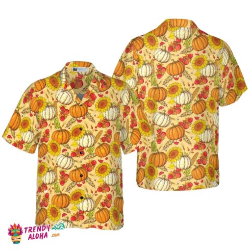Colorful Hand Drawn Thanksgiving Pattern Hawaiian Shirt