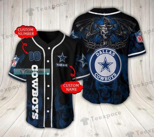 Custom Dallas Cowboys Punky Skull Baseball Jersey