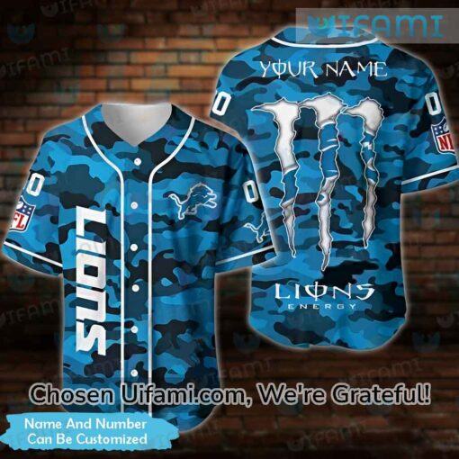 Custom Detroit Lions Baseball Jersey Camo Unique Detroit Lions Gifts