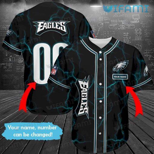 Custom Eagles Baseball Jersey Lightning Strike Philadelphia Eagles Gift