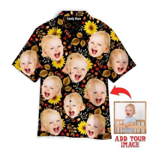 Custom Funny Face Autumn Sunflowers Thanksgiving Custom Hawaiian Shirt