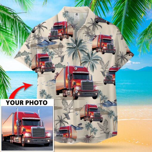 Custom Image Seamless Truck Trendy Hawaiian Shirt, Summer Short Sleeve Hawaiian Aloha Shirt For Men, Women