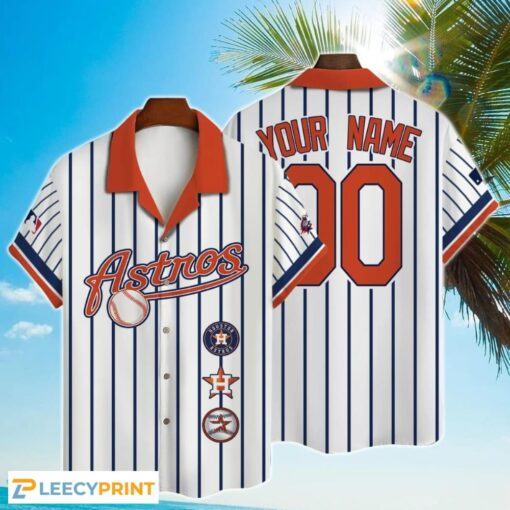 Custom Name And Number Houston Astros Baseball Cool Hawaiian Shirt, Houston Astros Hawaiian Shirt