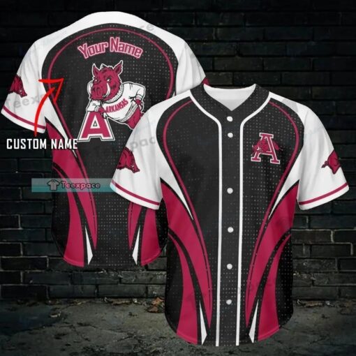 Custom Name Arkansas Razorbacks Curved Dot Pattern Baseball Jersey