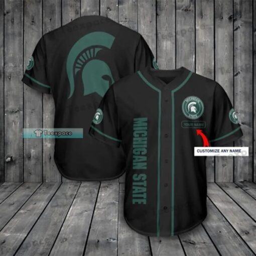 Custom Name Michigan State Spartans Black Baseball Jersey