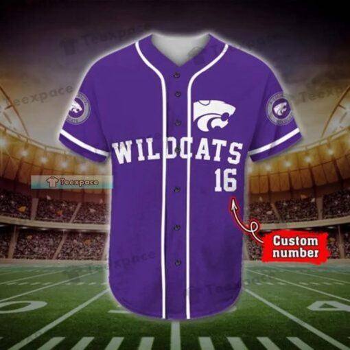 Custom Name Number Kansas State Wildcats Mascot Baseball Jersey