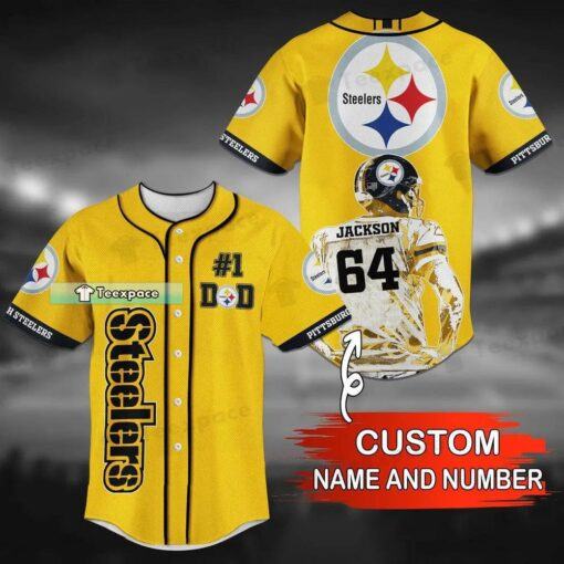 Custom Name Number Steelers Player Yellow Baseball Jersey