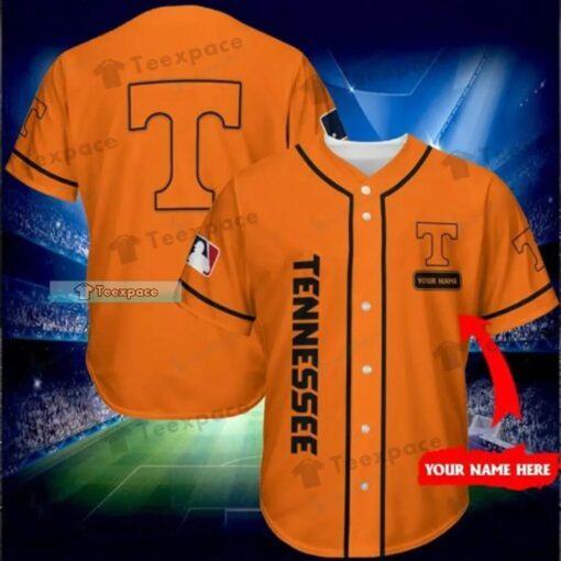 Custom Name Tennessee Volunteers Letter Logo Orange Baseball Jersey