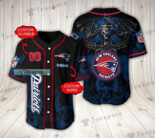 Custom New England Patriots Dragon Skull Hell Baseball Jersey