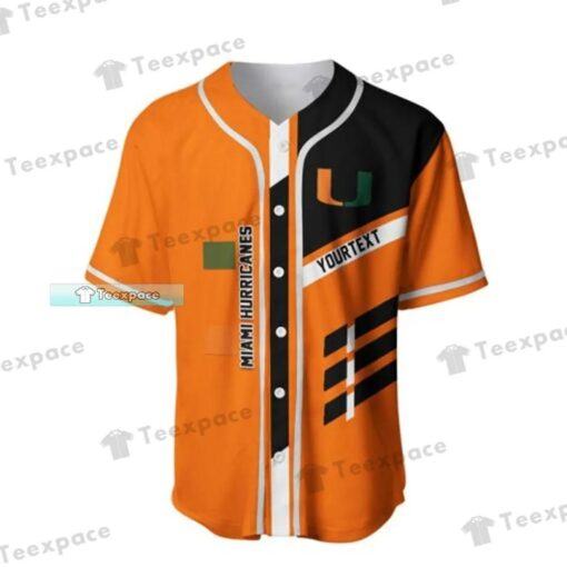 Custom Text Miami Hurricanes Stripes Orange Black Baseball Jersey