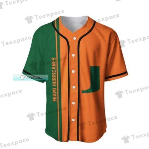 Custom Text Number Miami Hurricanes Orange Green Baseball Jersey