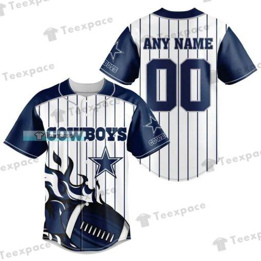 Dallas Cowboys Flaming Ball Stripes Baseball Jersey