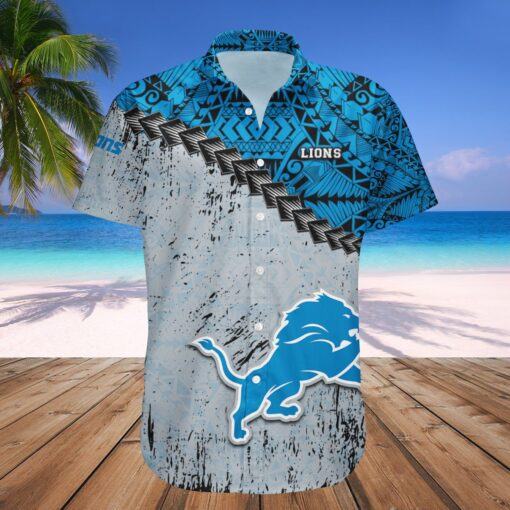 Detroit Lions Hawaii Shirt Grunge Polynesian Tattoo – NFL