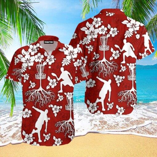 Disc Golf Tree Hibiscus Trendy Hawaiian Shirt