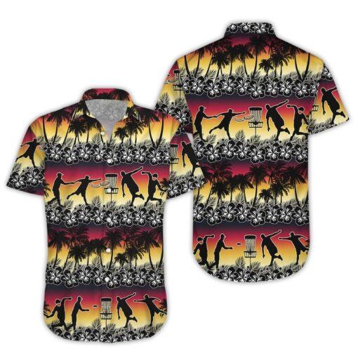 Disc Golf Trendy Hawaiian Shirt, Disc Golf Sunset Coconut Beach Hawaii Shirts