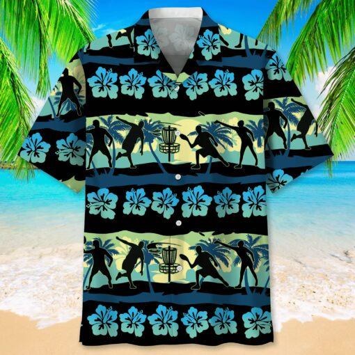 Disc Golf Usa Blue Tropical Trendy Hawaiian Shirt, Trendy Hawaiian Shirt For Men, Summer Gift, Gift For Disc Golf Player