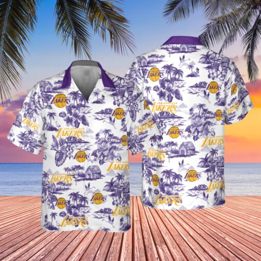 Distinctive Los Angeles Lakers Design Hawaiian Shirt
