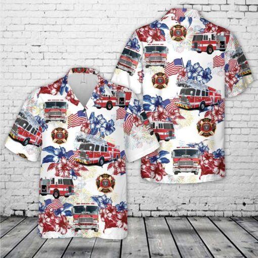 Firefighter Fire Truck, 4Th Of July Trendy Hawaiian Shirt, Short Sleeve Trendy Hawaiian Shirt For Men