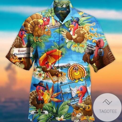 Turkey So Happy Thanksgiving Trendy Aloha Hawaiian shirt, Beach Shorts