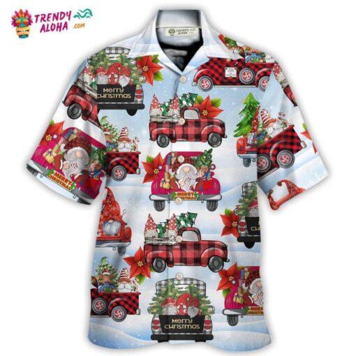 Gnome And Christmas Truck Merry Xmas Hawaiian Shirt – Trendy Aloha