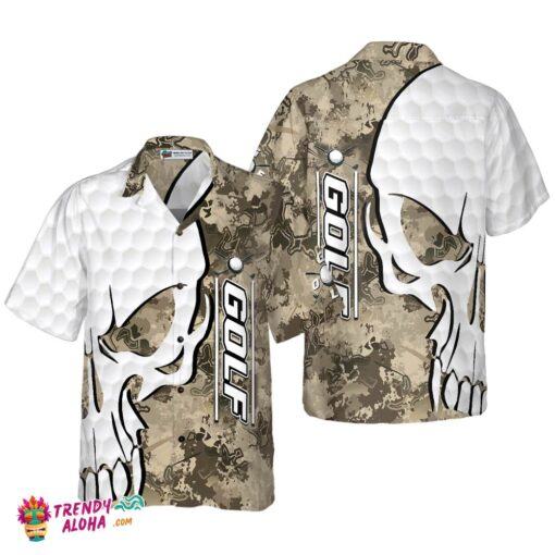 Golf And Skull Camo Pattern Hawaiian Shirt