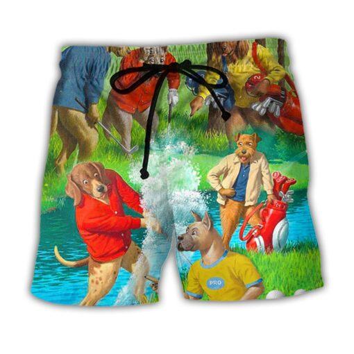 Golf Dog Cool Lover Golf Art Style Trendy Aloha Hawaiian Beach Shorts