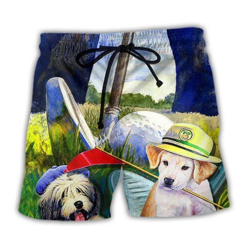 Golf Dog Funny Lover Golf Art Style Trendy Aloha Hawaiian Beach Shorts