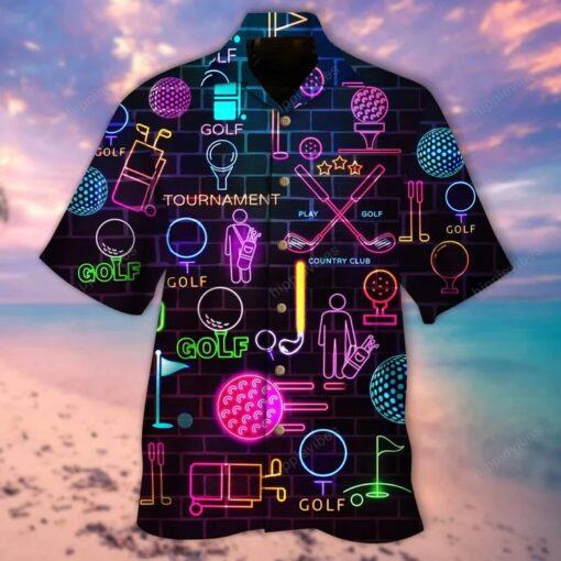 Golf Equipment Neon In Black Trendy Hawaiian Shirt