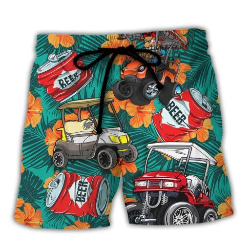 Golf Let’s Get Drunk And Drive Golf Cart Funny Golfers Funny Quotes Lover Golf Trendy Aloha Hawaiian Beach Shorts