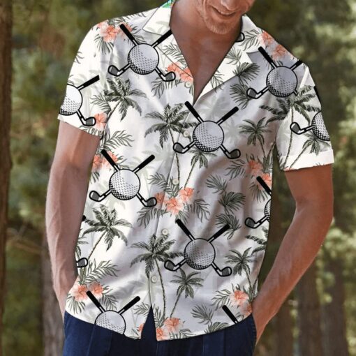 Golf Putter And Balls With Palm Trees Design Trendy Hawaiian Shirt
